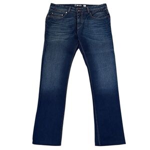 Mac iPants Modern Fit Denim Jean Dark Blue Rinse Orange Cotton Blend Fits 34x32